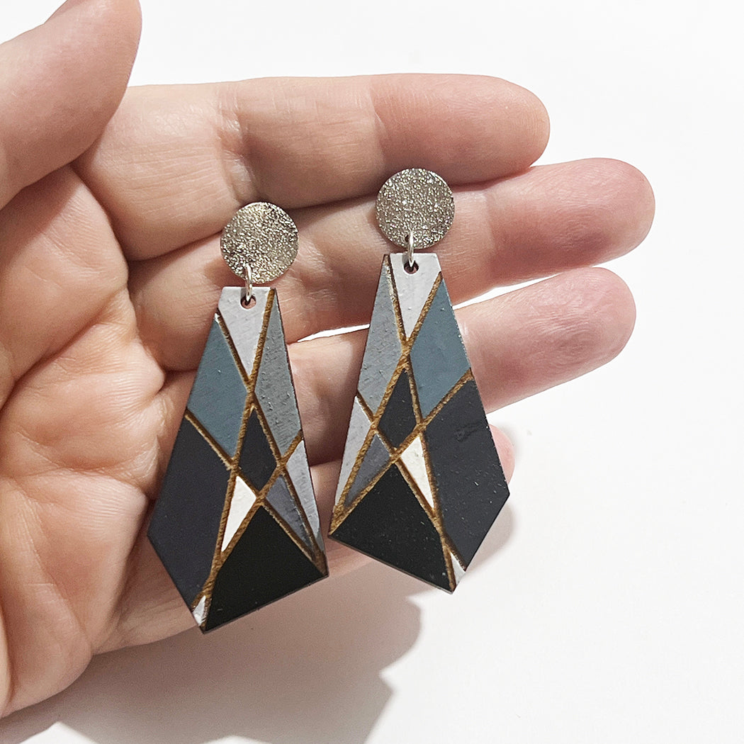 Gray Modernist Window Earrings