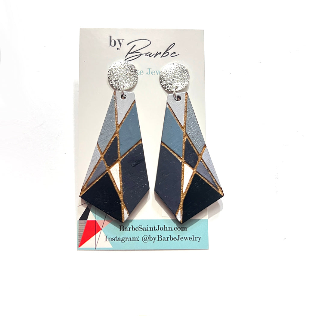 Gray Modernist Window Earrings