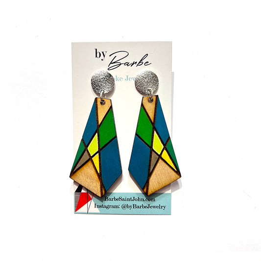 Green Modernist Window Earrings