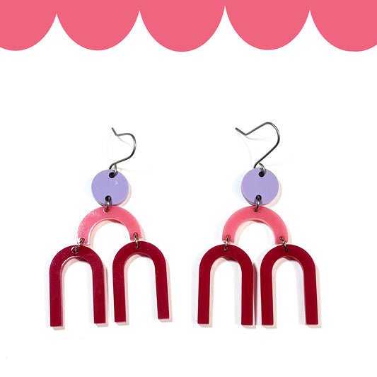 Pink Colorblock Mobile Earrings