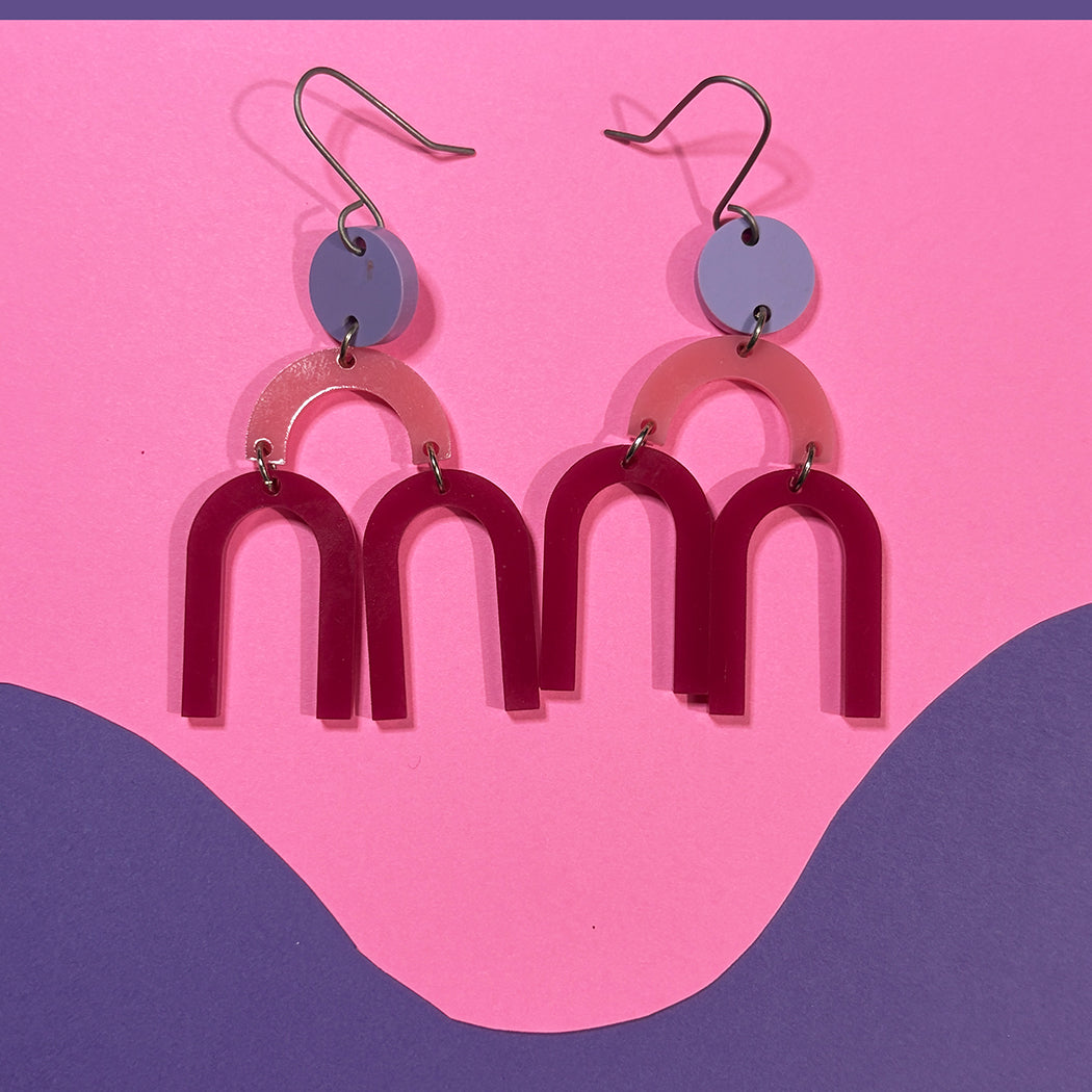 Pink Colorblock Mobile Earrings