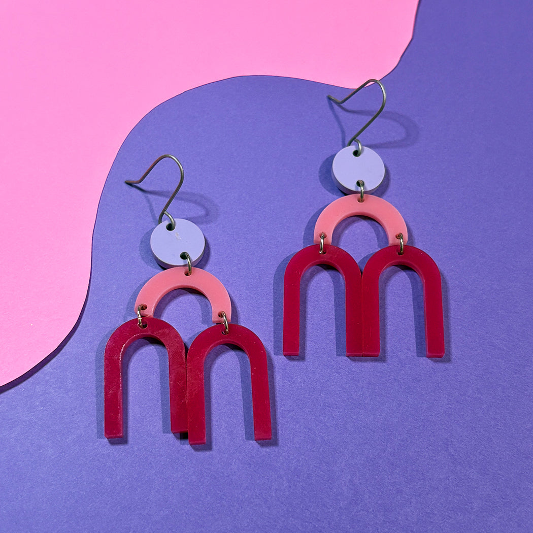 Pink Colorblock Mobile Earrings