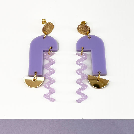 Arch Mobile Earrings in Lilac and Gold