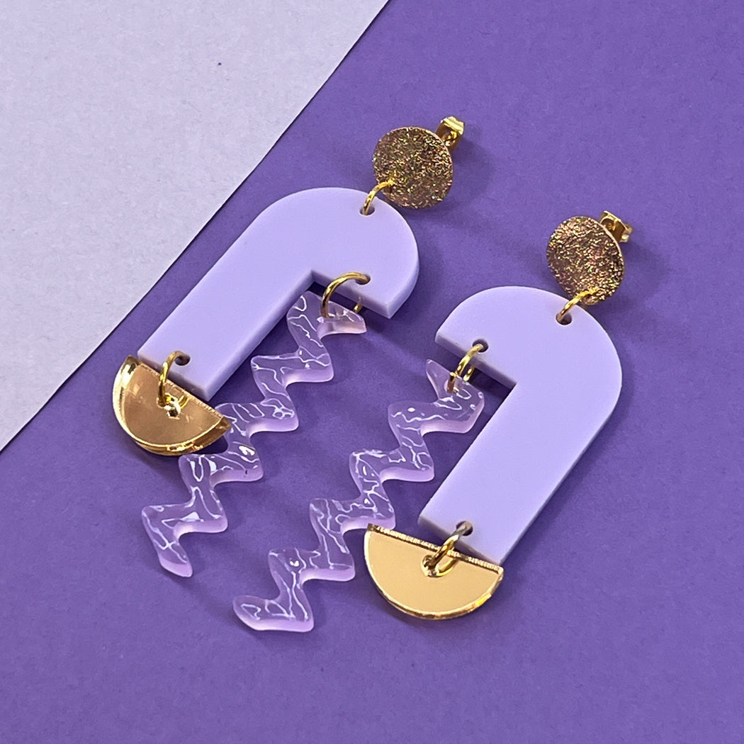 Arch Mobile Earrings in Lilac and Gold