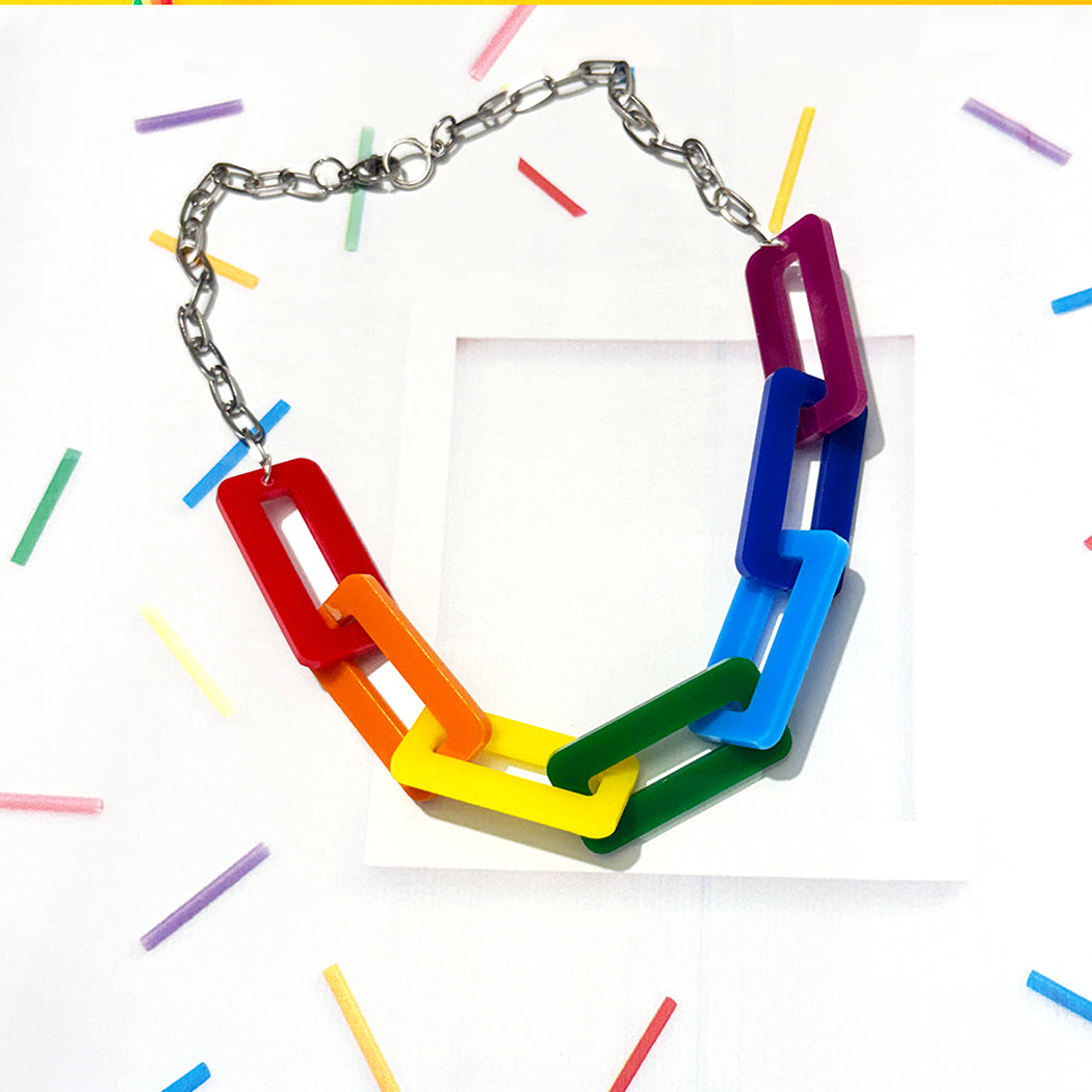Love is Love Rainbow Link Necklace