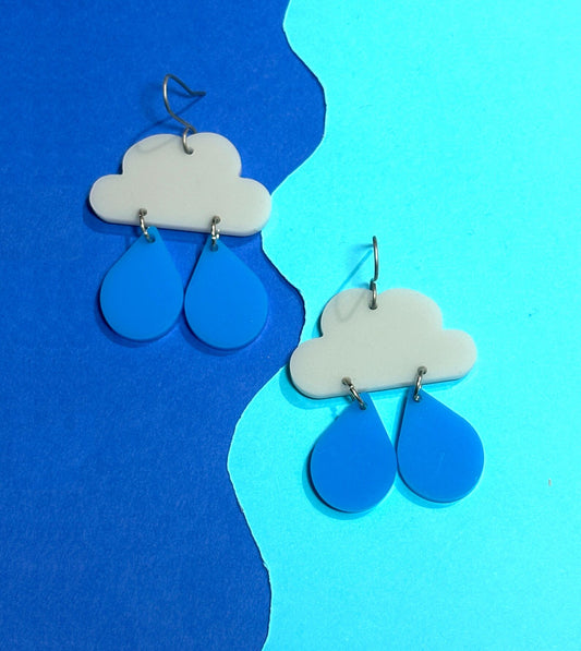 Large Rain Cloud Earrings