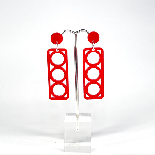 Red Breeze Block Earrings