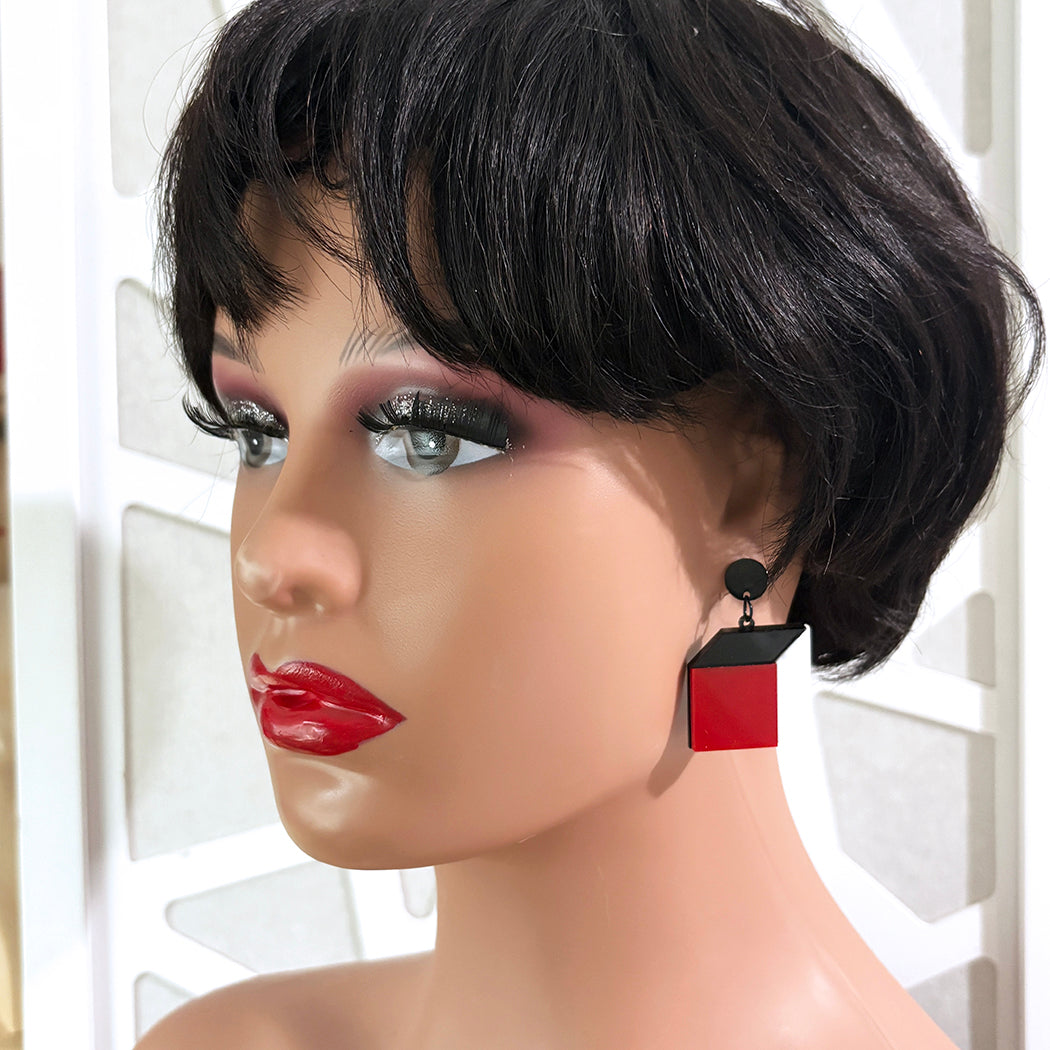 Small Trompe L'oeil Earrings - Power Colors