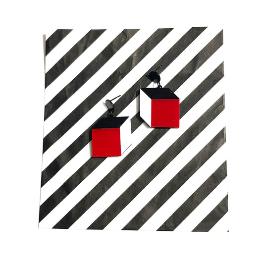 Small Trompe L'oeil Earrings - Power Colors