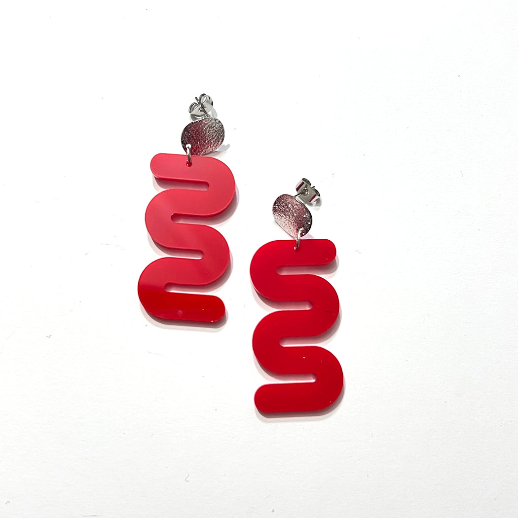 Red Curves Earrings