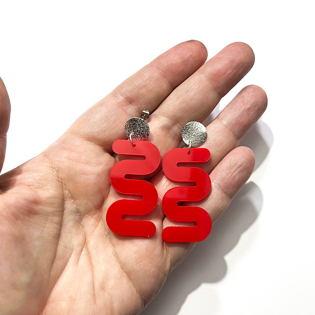 Red Curves Earrings