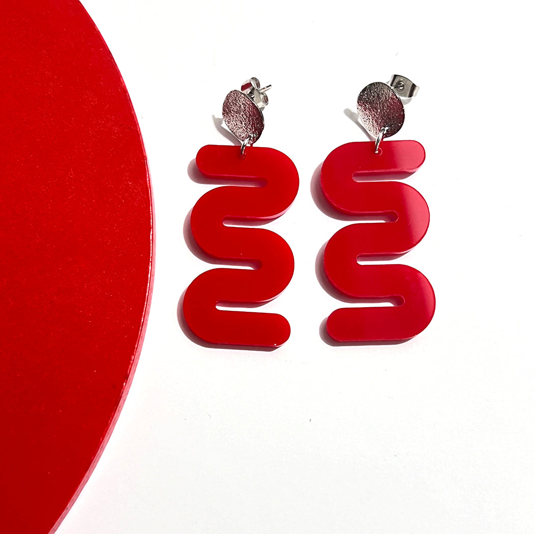 Red Curves Earrings