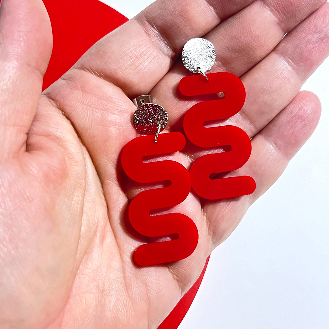 Red Curves Earrings