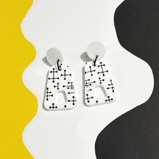 Eames Inspired Trapezoid Post Earrings in White