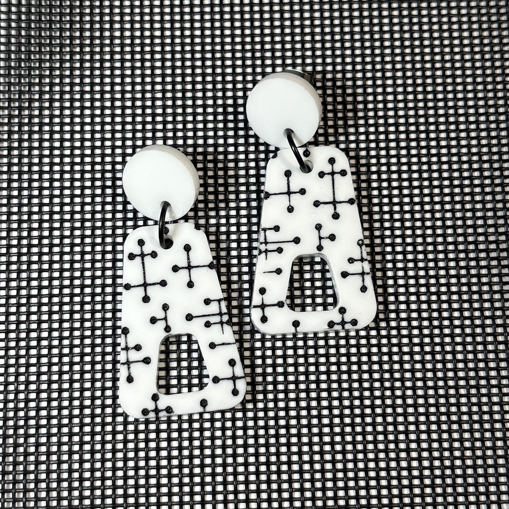 Eames Inspired Trapezoid Post Earrings in White