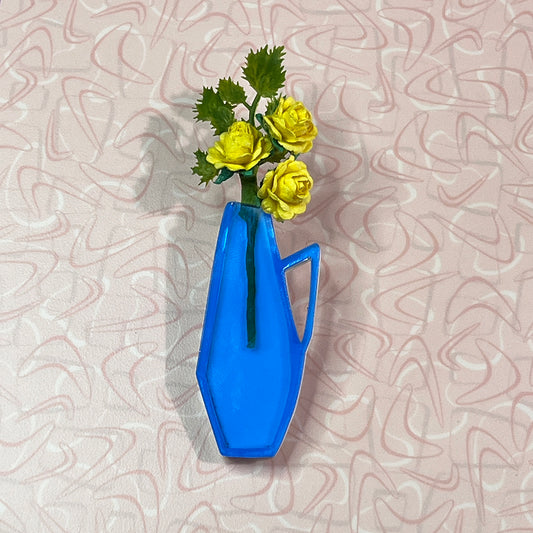 Mid Century Vase Brooch - Transparent Blue
