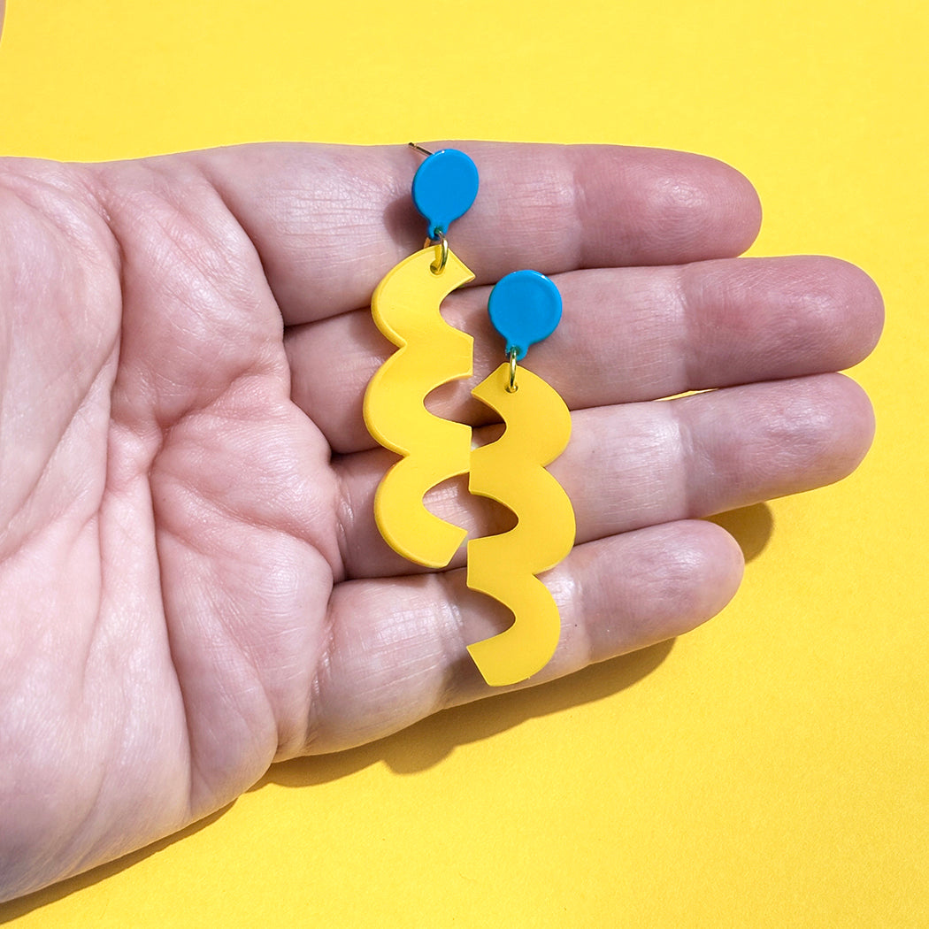 Yellow Squiggle Earrings