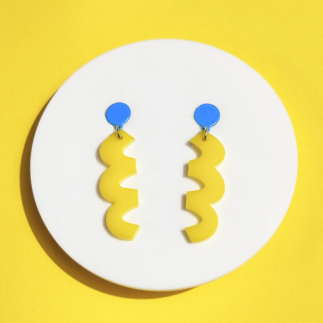 Yellow Squiggle Earrings