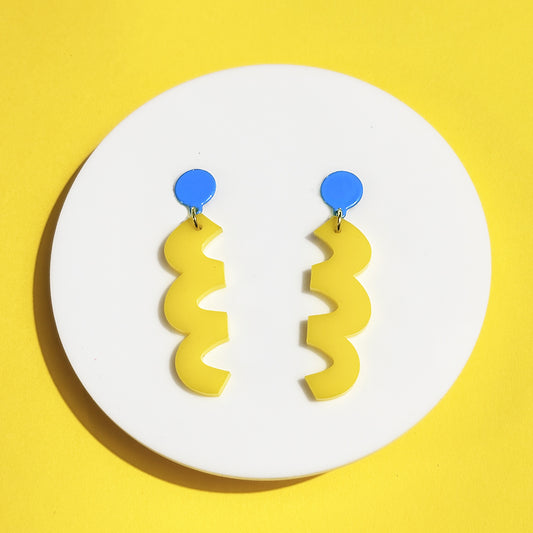 Yellow Squiggle Earrings