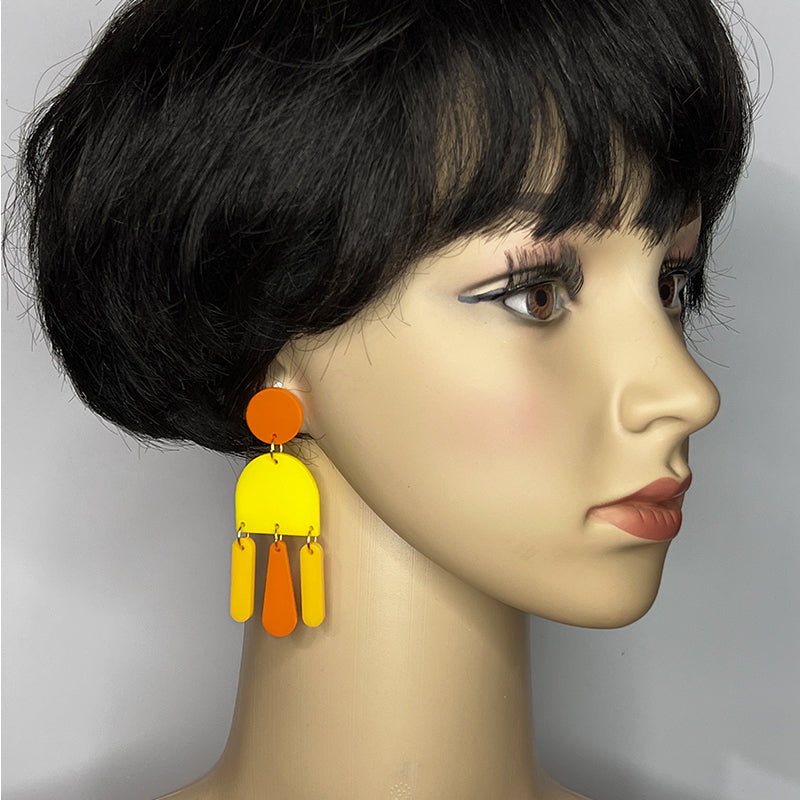 Groovy Chandelier Earrings - Tangerine Dot