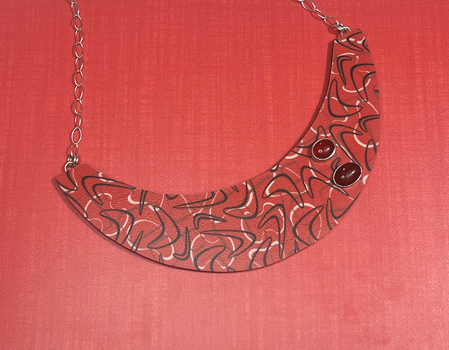 Red Boomerang Bib Necklace