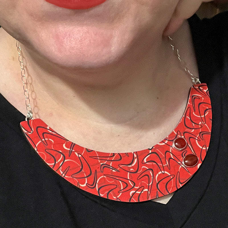 Red Boomerang Bib Necklace