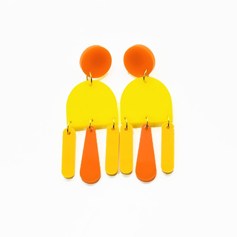 Groovy Chandelier Earrings - Tangerine Dot